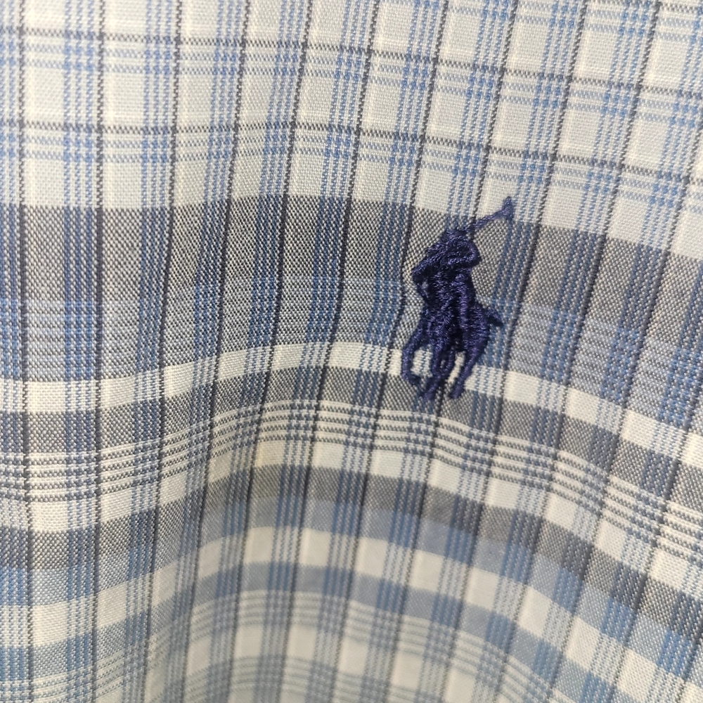 Ralph Lauren Blue and White Checkered Button Up Dress Shirt. Mens Size LG. - Picture 2 of 8